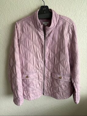 J. Jill Quilted Light Pink Zip-Front Utility Jacket
